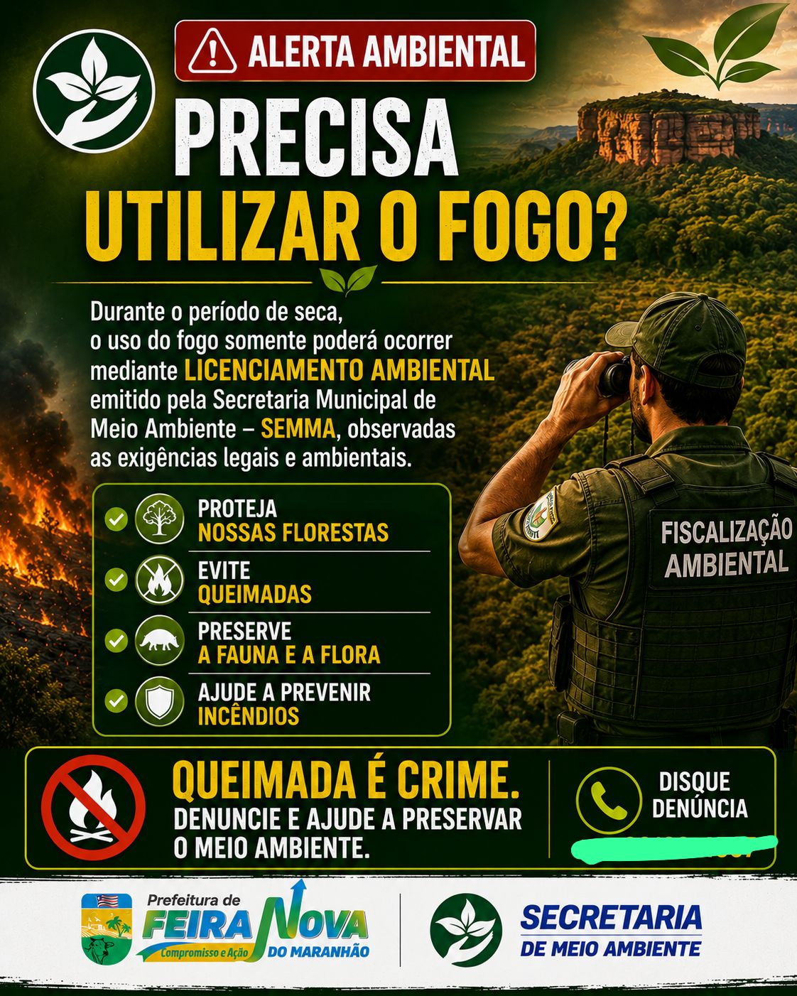🚨 ALERTA AMBIENTAL | PROIBIÇÃO DO USO DO FOGO NO PERÍODO DE SECA