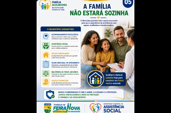 INSCRIÇÕES ABERTAS PARA O PROGRAMA FAMÍLIA ACOLHEDORA EM FEIRA NOVA DO MARANHÃO